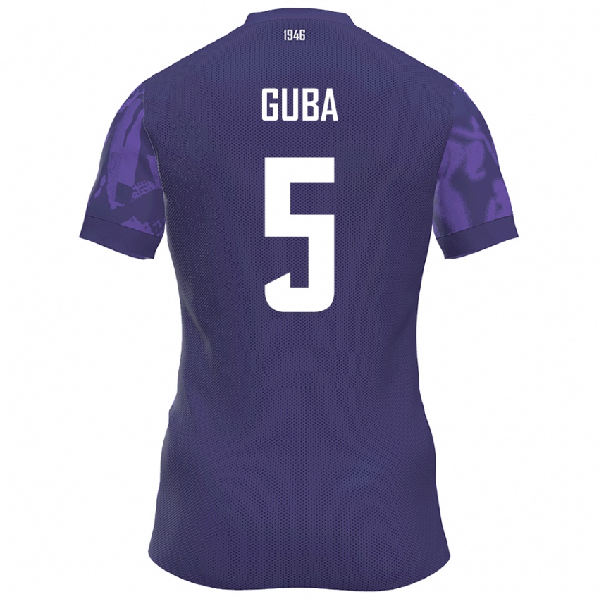 גברים Kilian Guba #5 סגול לבן ג'רזי ביתית 2025/26 חולצה קצרה