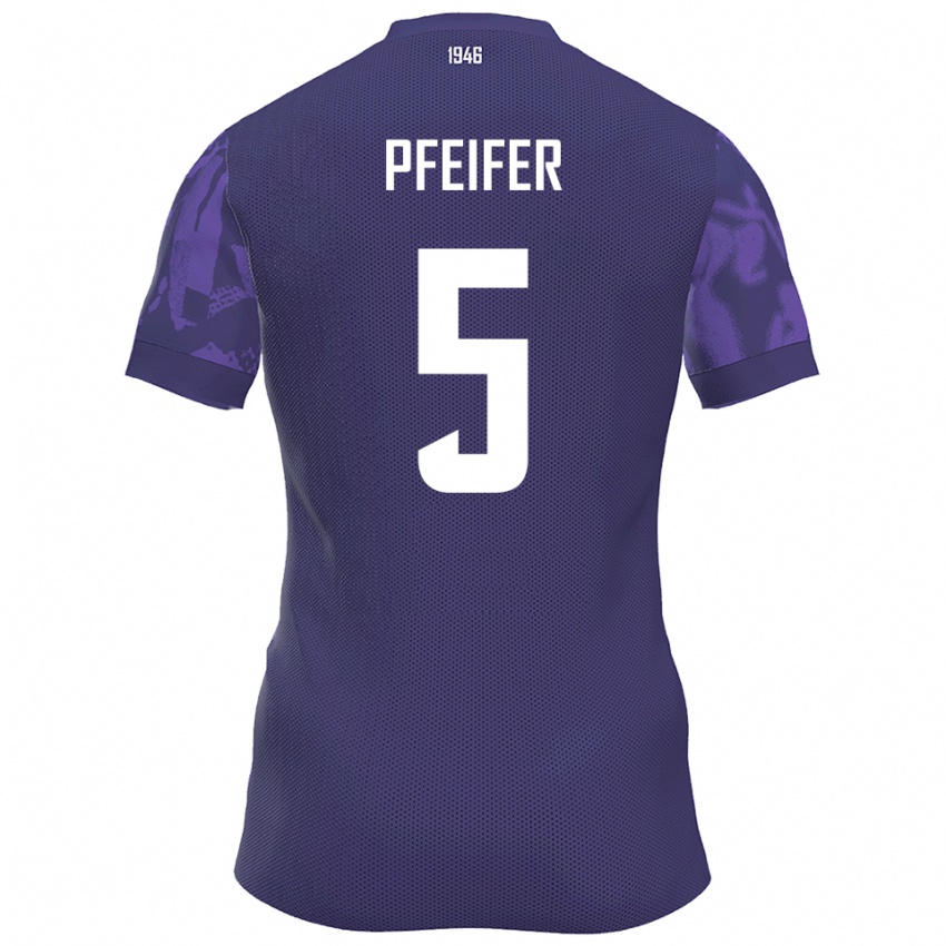 גברים Emil Pfeifer #5 סגול לבן ג'רזי ביתית 2025/26 חולצה קצרה