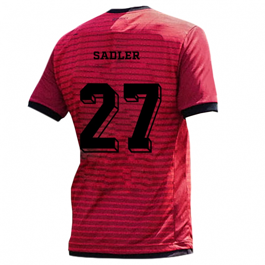 גברים Thomas Sadler #27 אדום שחור ג'רזי ביתית 2025/26 חולצה קצרה