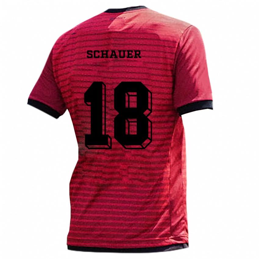 גברים Sarah Schauer #18 אדום שחור ג'רזי ביתית 2025/26 חולצה קצרה