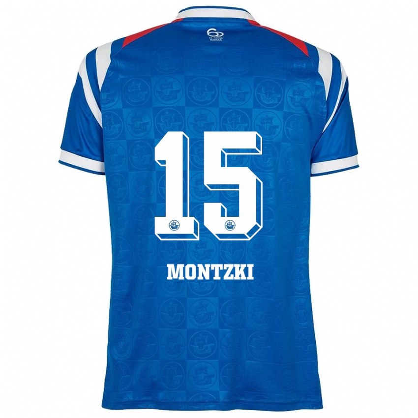 גברים Lara Montzki #15 כחול לבן אדום ג'רזי ביתית 2025/26 חולצה קצרה