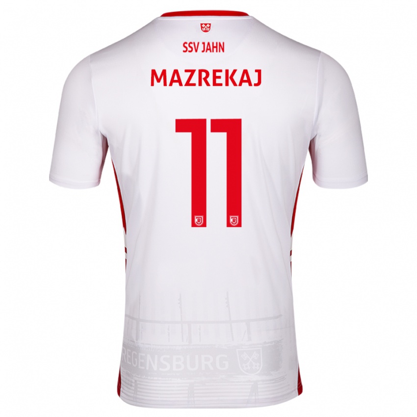 גברים Abaz Mazrekaj #11 לבן אדום ג'רזי ביתית 2025/26 חולצה קצרה