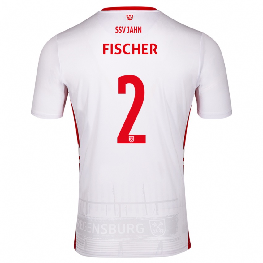 גברים Florian Fischer #2 לבן אדום ג'רזי ביתית 2025/26 חולצה קצרה