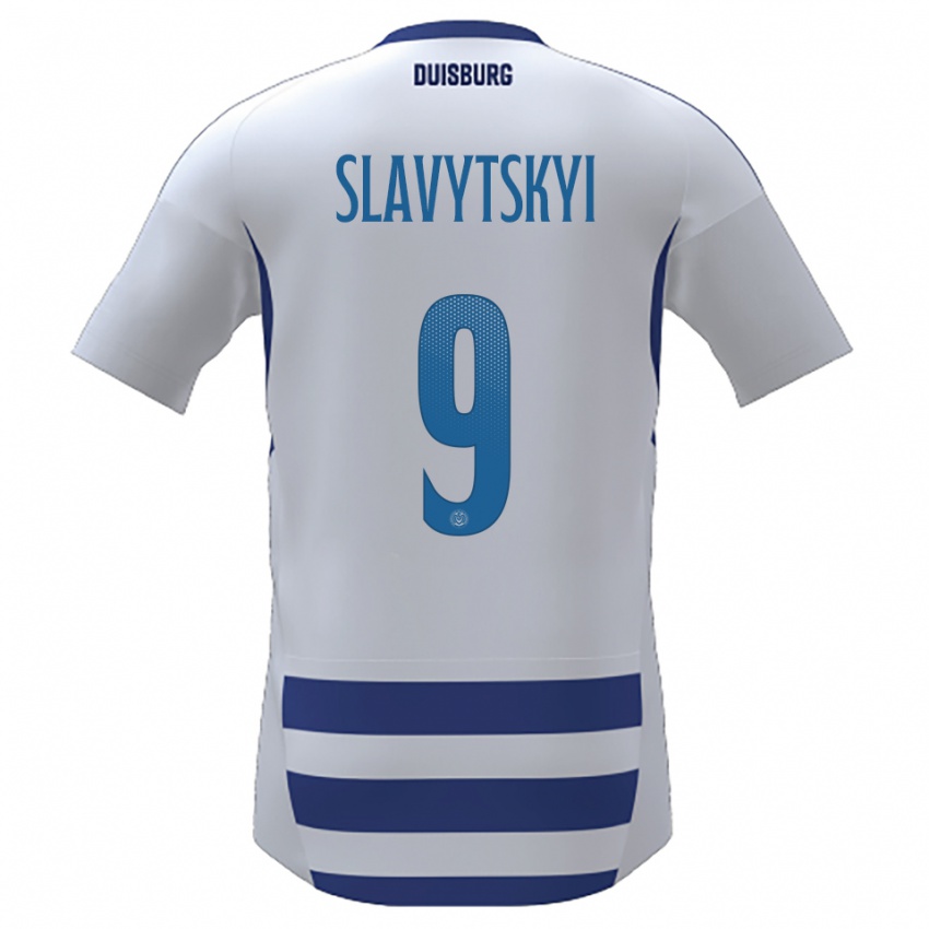 גברים Nikita Slavytskyi #9 לבן כחול ג'רזי ביתית 2025/26 חולצה קצרה