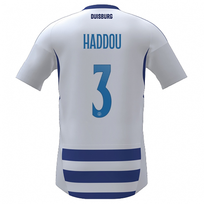 גברים Reda Haddou #3 לבן כחול ג'רזי ביתית 2025/26 חולצה קצרה