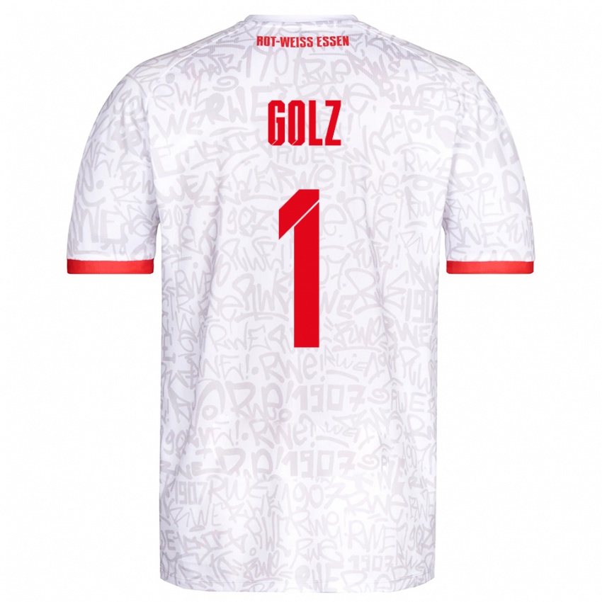 גברים Jakob Golz #1 לבן אדום ג'רזי ביתית 2025/26 חולצה קצרה