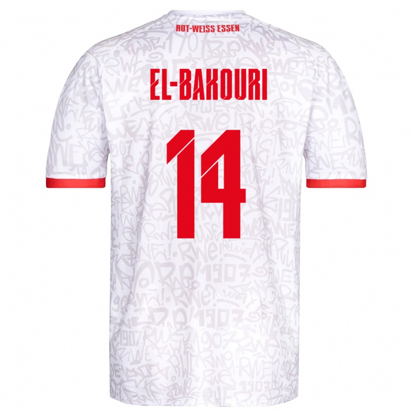 גברים Ibrahim El-Bakouri #14 לבן אדום ג'רזי ביתית 2025/26 חולצה קצרה