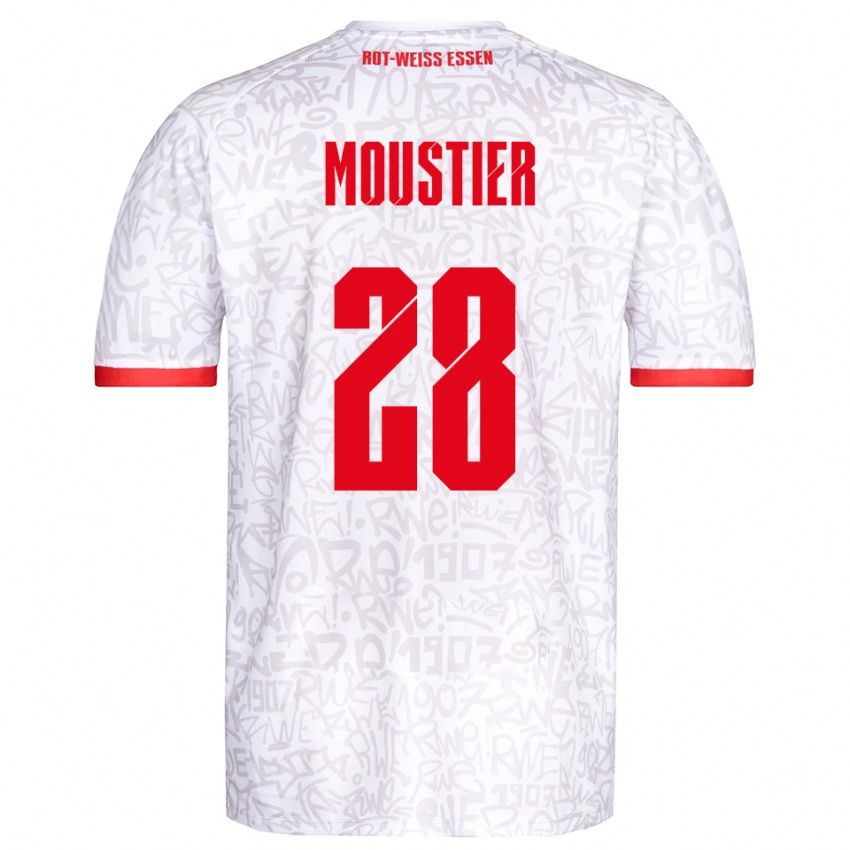 גברים Tom Moustier #28 לבן אדום ג'רזי ביתית 2025/26 חולצה קצרה