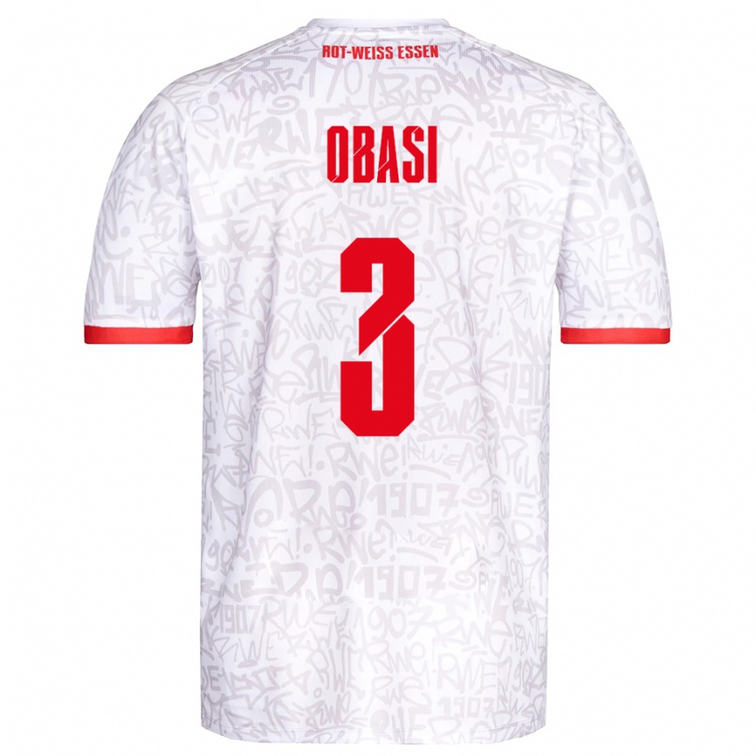 גברים Carrick Obasi #3 לבן אדום ג'רזי ביתית 2025/26 חולצה קצרה