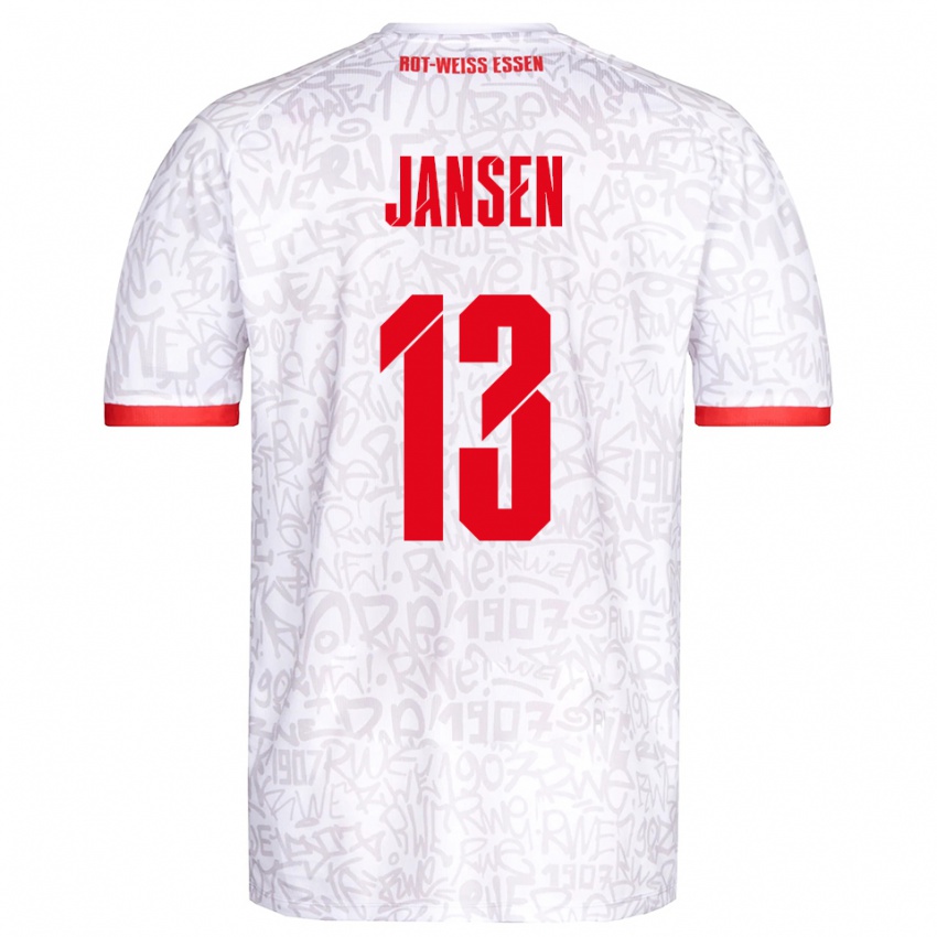 גברים Joshua Jansen #13 לבן אדום ג'רזי ביתית 2025/26 חולצה קצרה