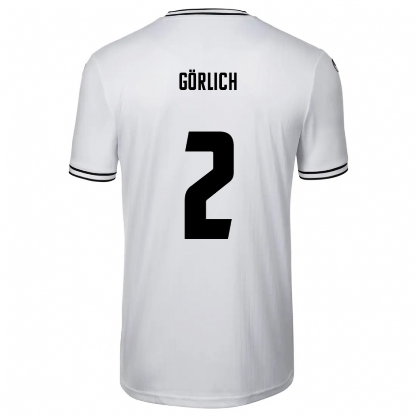 גברים לואיס גרליך #2 לבן שחור ג'רזי ביתית 2025/26 חולצה קצרה