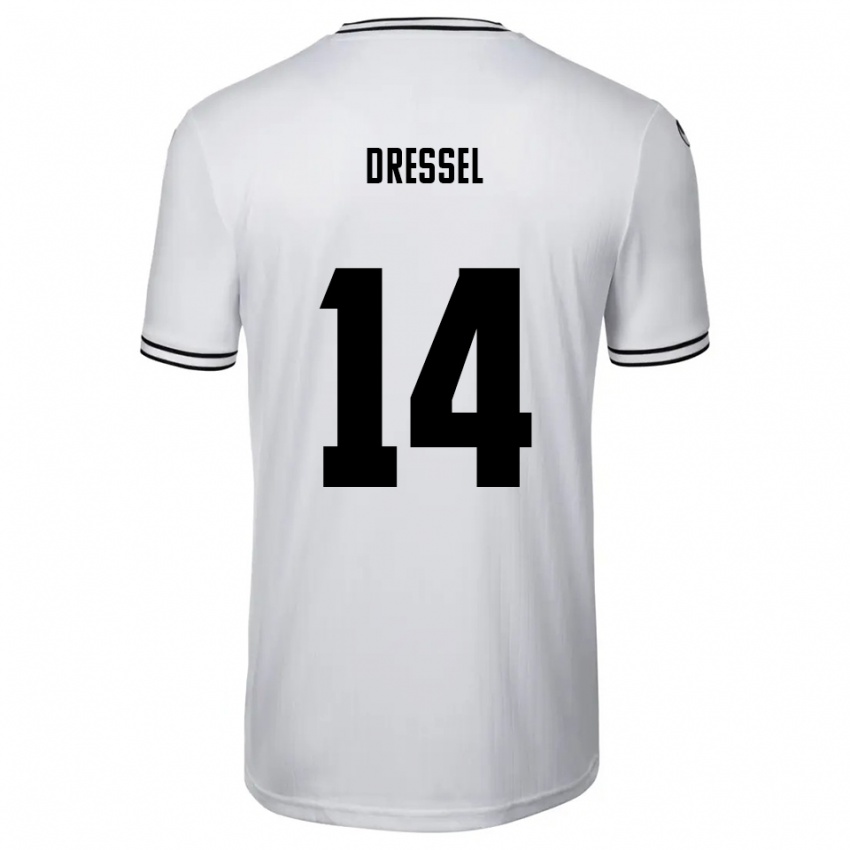 גברים דניס דרסל #14 לבן שחור ג'רזי ביתית 2025/26 חולצה קצרה