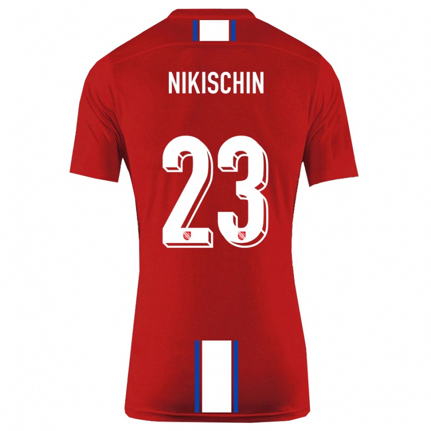 גברים Adrian Nikischin #23 אדום לבן ג'רזי ביתית 2025/26 חולצה קצרה