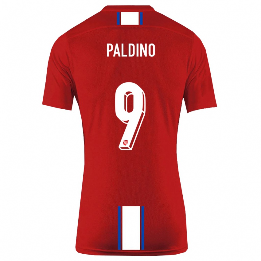 גברים לורנזו פלדינו #9 אדום לבן ג'רזי ביתית 2025/26 חולצה קצרה