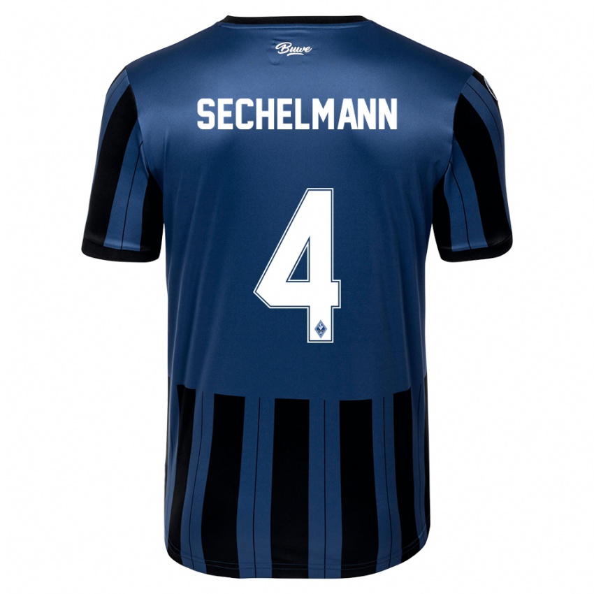 גברים Tim Sechelmann #4 כחול אפור שחור ג'רזי ביתית 2025/26 חולצה קצרה