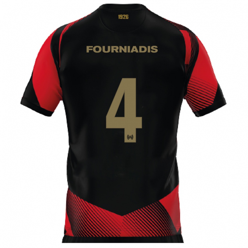 גברים Linos Fourniadis #4 שחור אדום ג'רזי ביתית 2025/26 חולצה קצרה