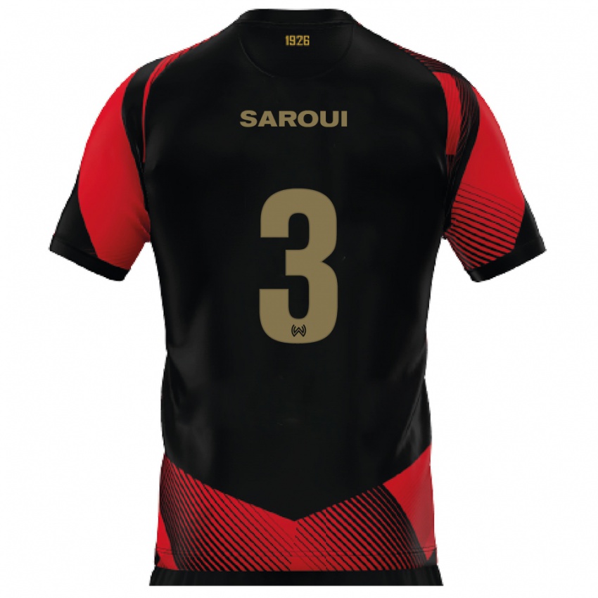 גברים Amin Saroui #3 שחור אדום ג'רזי ביתית 2025/26 חולצה קצרה