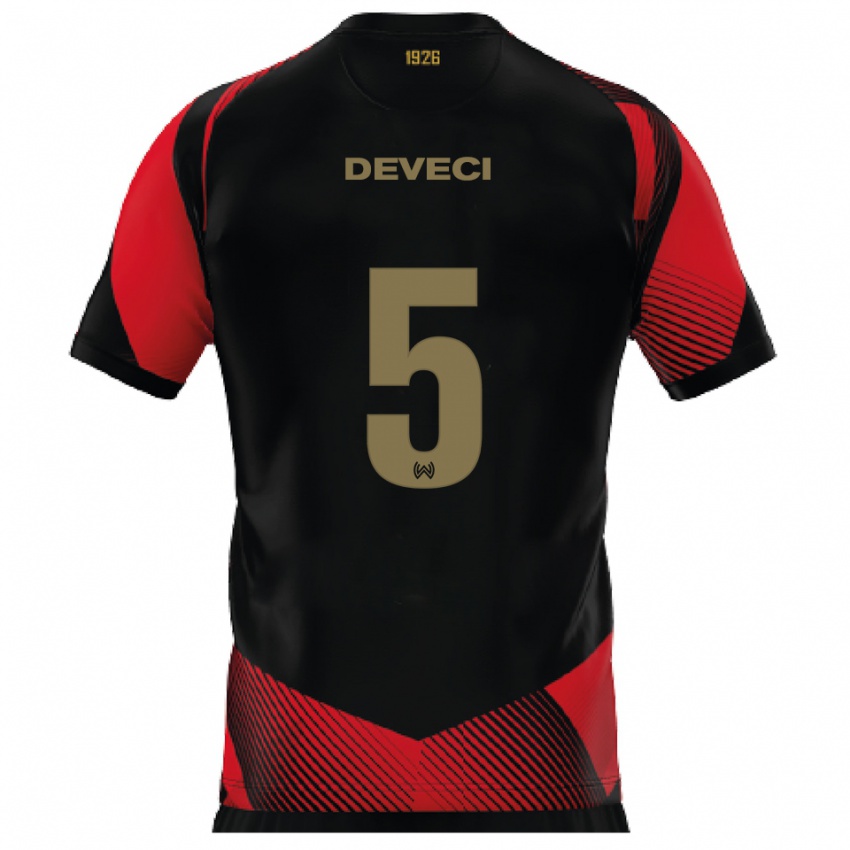 גברים Hüseyin Deveci #5 שחור אדום ג'רזי ביתית 2025/26 חולצה קצרה
