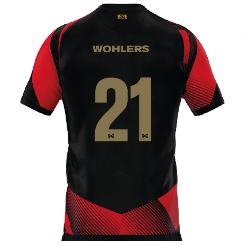 גברים אולה וולרס #21 שחור אדום ג'רזי ביתית 2025/26 חולצה קצרה