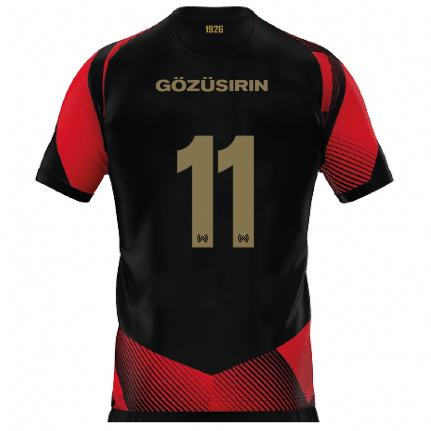 גברים Tarik Gözüsirin #11 שחור אדום ג'רזי ביתית 2025/26 חולצה קצרה