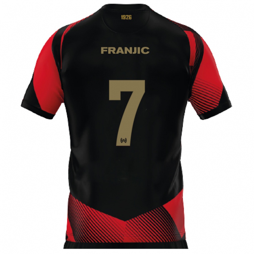 גברים איוון פרנג'יץ' #7 שחור אדום ג'רזי ביתית 2025/26 חולצה קצרה