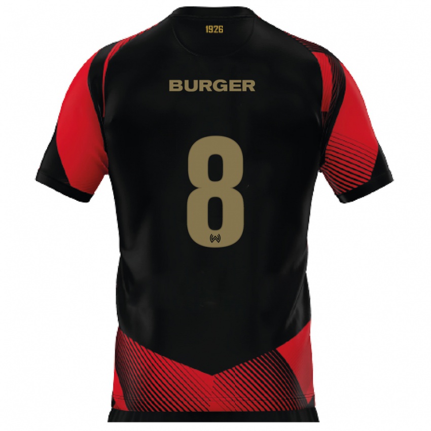 גברים Glenn Burger #8 שחור אדום ג'רזי ביתית 2025/26 חולצה קצרה