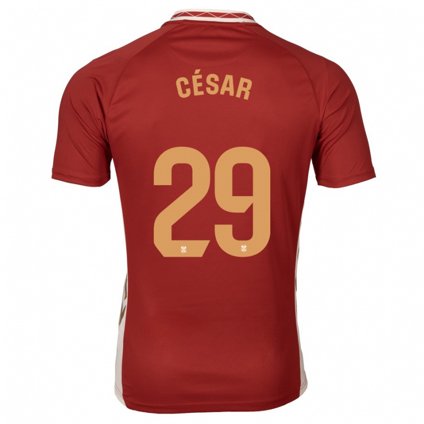 גברים César Álvarez #29 בורדו זהב הרחק ג'רזי 2025/26 חולצה קצרה