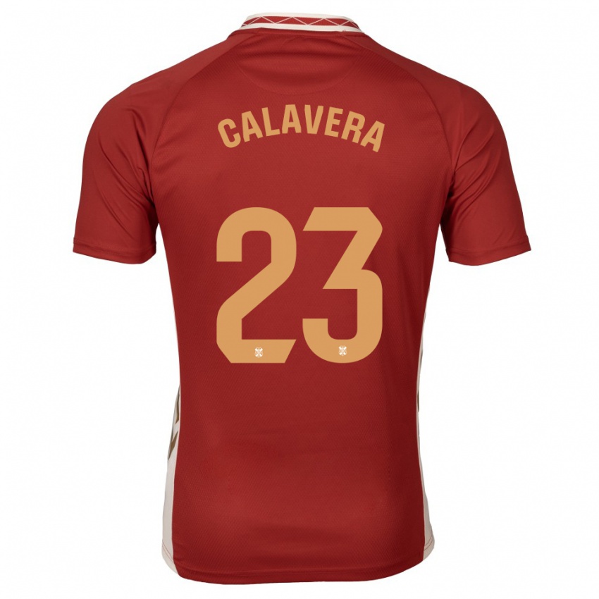 גברים Josep Calavera Espinach #23 בורדו זהב הרחק ג'רזי 2025/26 חולצה קצרה