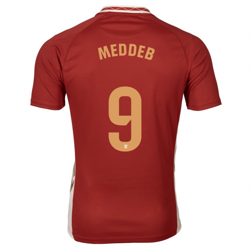 גברים Walid Meddeb #9 בורדו זהב הרחק ג'רזי 2025/26 חולצה קצרה