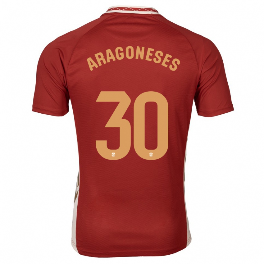 גברים Sergio Aragoneses #30 בורדו זהב הרחק ג'רזי 2025/26 חולצה קצרה