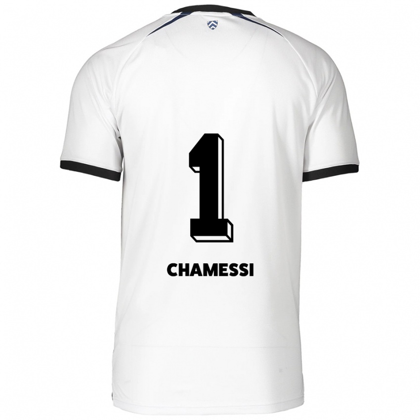 גברים Ian Chamessi #1 לבן שחור הרחק ג'רזי 2025/26 חולצה קצרה