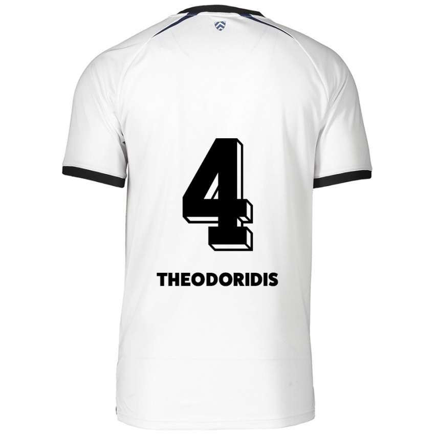 גברים Christos Theodoridis #4 לבן שחור הרחק ג'רזי 2025/26 חולצה קצרה