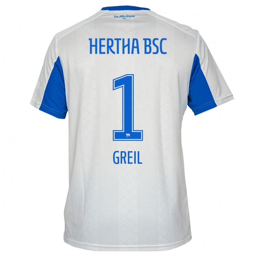 גברים Luis Greil #1 לבן כחול הרחק ג'רזי 2025/26 חולצה קצרה