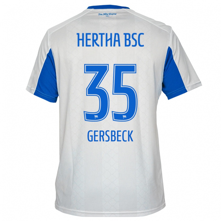 גברים מריוס גרסבק #35 לבן כחול הרחק ג'רזי 2025/26 חולצה קצרה