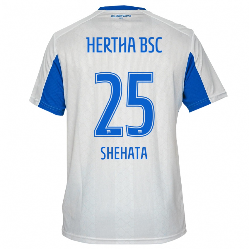 גברים Sami Shehata #25 לבן כחול הרחק ג'רזי 2025/26 חולצה קצרה