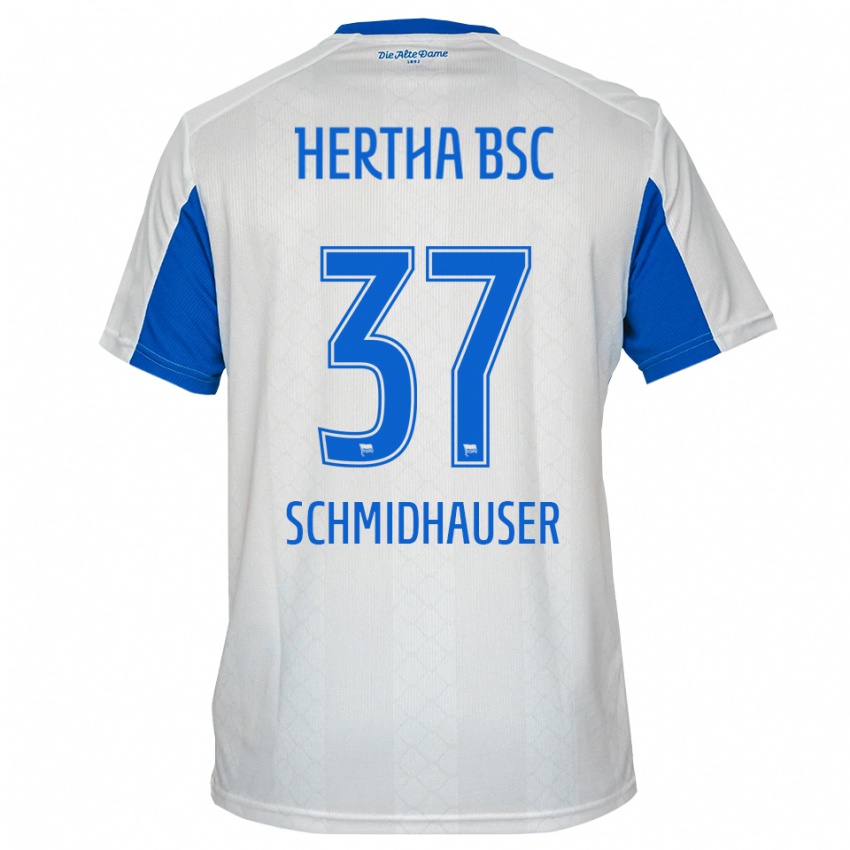 גברים אוליבר שמידהאוזר #37 לבן כחול הרחק ג'רזי 2025/26 חולצה קצרה