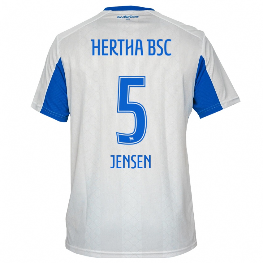 גברים לאון ינסן #5 לבן כחול הרחק ג'רזי 2025/26 חולצה קצרה