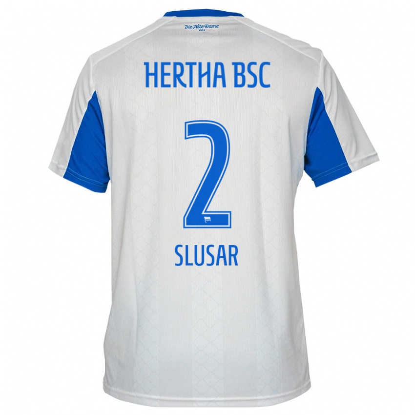 גברים מרסל מרסין שלוסאר #2 לבן כחול הרחק ג'רזי 2025/26 חולצה קצרה