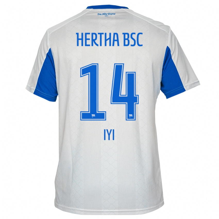 גברים Aisosa Iyi #14 לבן כחול הרחק ג'רזי 2025/26 חולצה קצרה