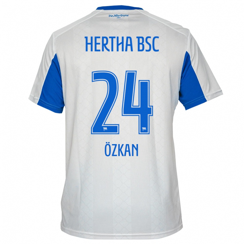 גברים Muhammed Özkan #24 לבן כחול הרחק ג'רזי 2025/26 חולצה קצרה