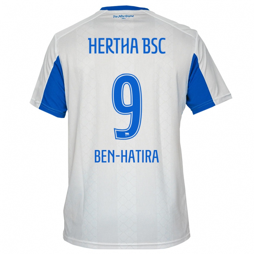 גברים Aslam Ben-Hatira #9 לבן כחול הרחק ג'רזי 2025/26 חולצה קצרה