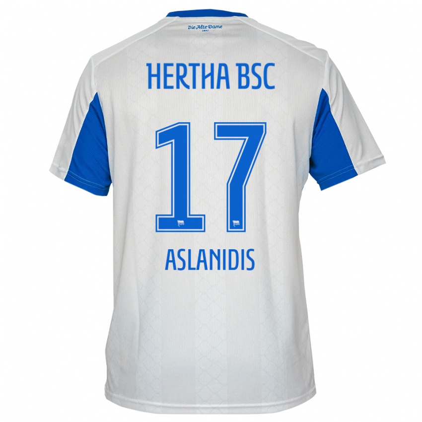 גברים אליג׳אס אנסטסיוס אסלנידיס #17 לבן כחול הרחק ג'רזי 2025/26 חולצה קצרה