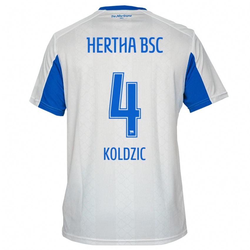 גברים דניס קולדז׳יץ׳ #4 לבן כחול הרחק ג'רזי 2025/26 חולצה קצרה