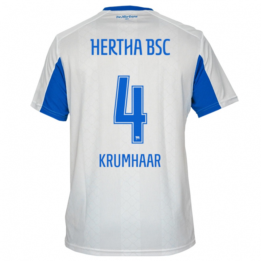 גברים מרווין קרומחאר #4 לבן כחול הרחק ג'רזי 2025/26 חולצה קצרה