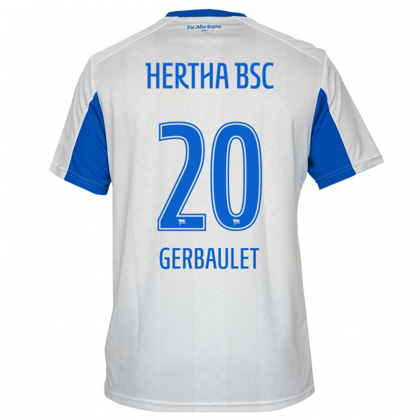 גברים Yannick Gerbaulet #20 לבן כחול הרחק ג'רזי 2025/26 חולצה קצרה