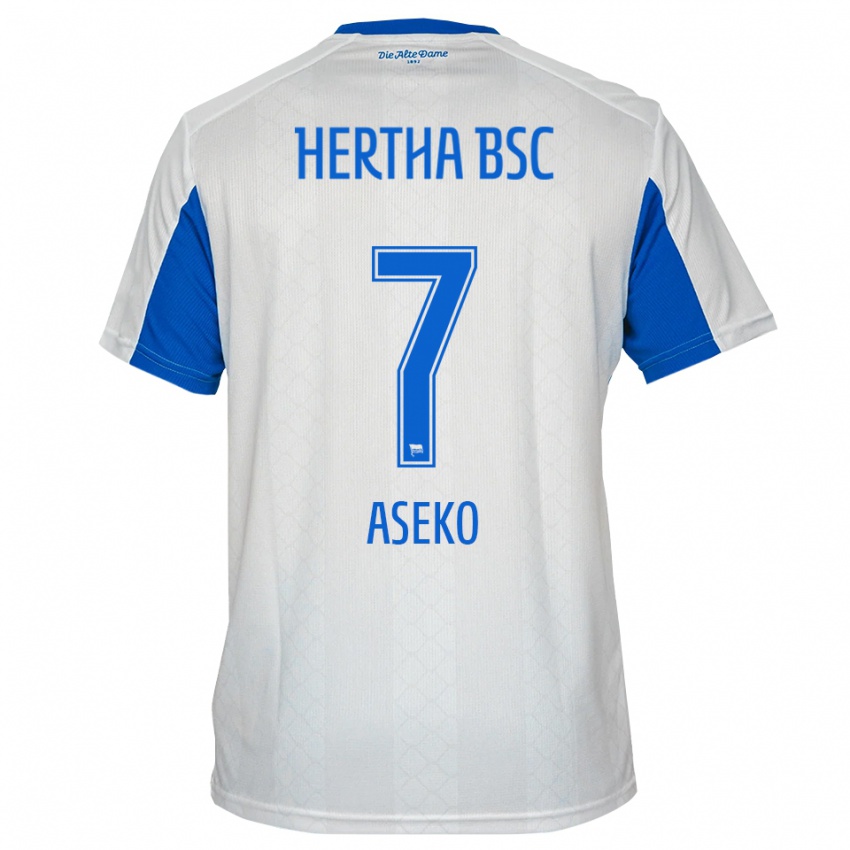 גברים Benjamin Aseko #7 לבן כחול הרחק ג'רזי 2025/26 חולצה קצרה