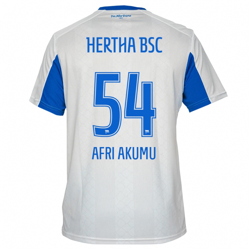 גברים Maik Afri Akumu #54 לבן כחול הרחק ג'רזי 2025/26 חולצה קצרה