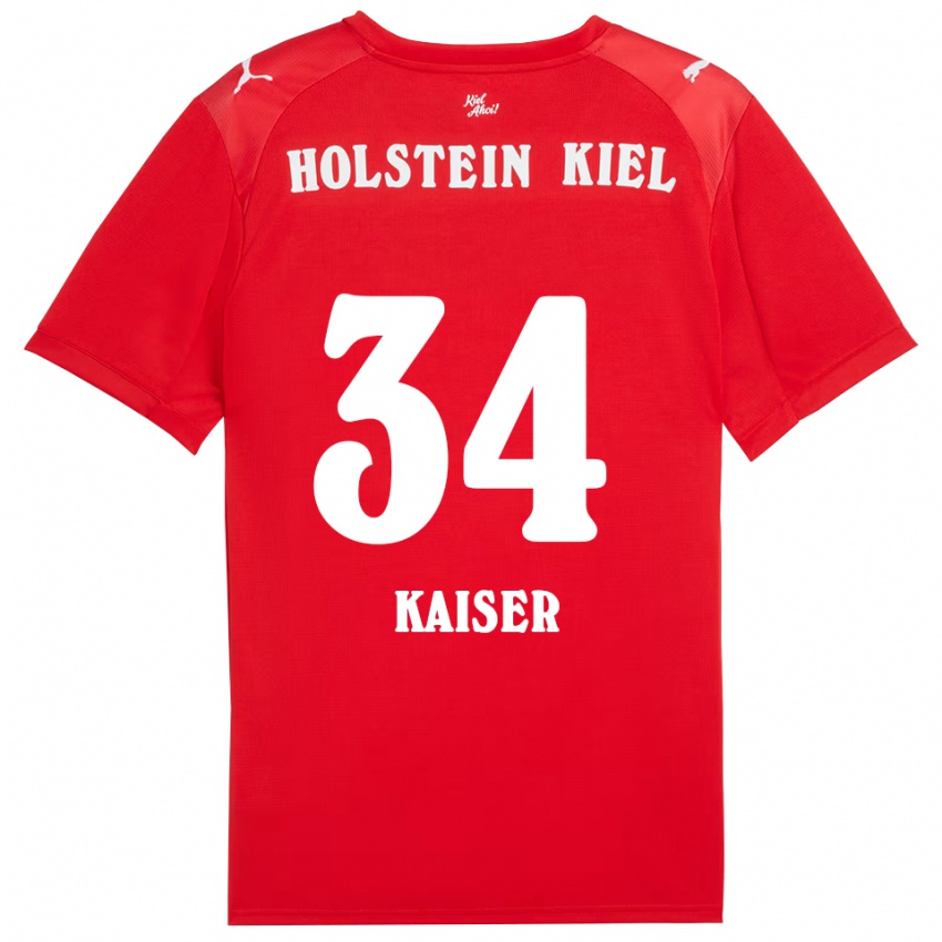 גברים Konstantin Kaiser #34 אדום כחול הרחק ג'רזי 2025/26 חולצה קצרה