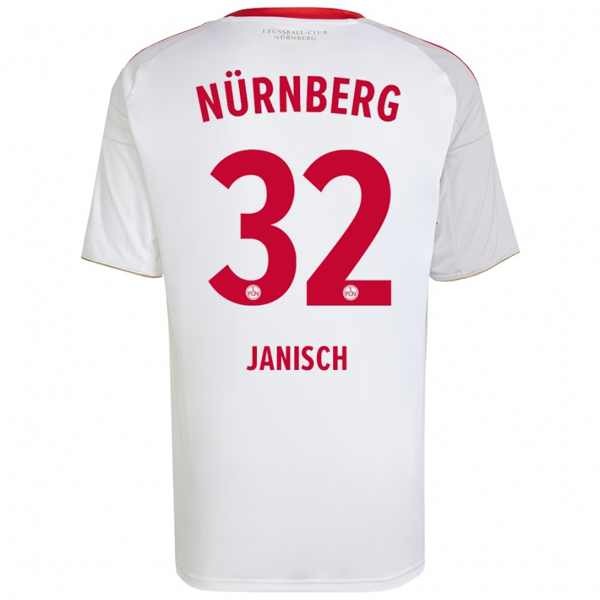 גברים טים יאניש #32 לבן אדום הרחק ג'רזי 2025/26 חולצה קצרה