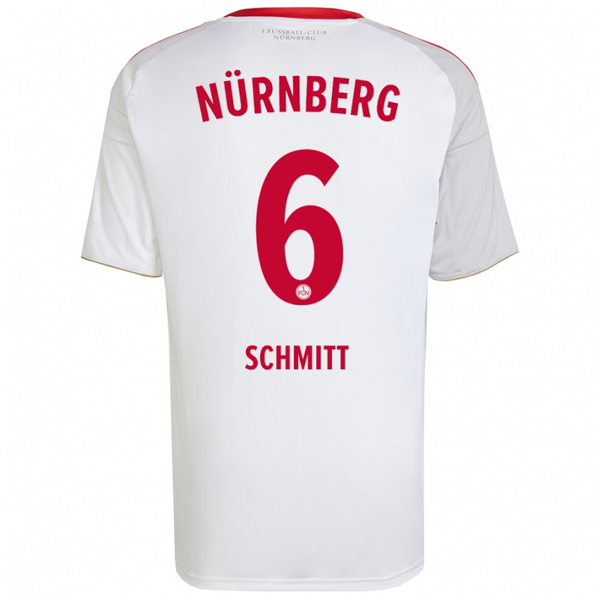 גברים Noah Schmitt #6 לבן אדום הרחק ג'רזי 2025/26 חולצה קצרה